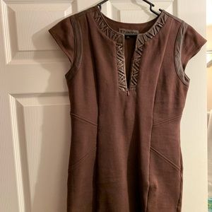 T.Tandon cotton and leather dress